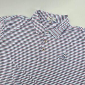 Peter Millar Summer Comfort Pinehurst 1895 Striped Polo Shirt Mens XXL Blue Pink